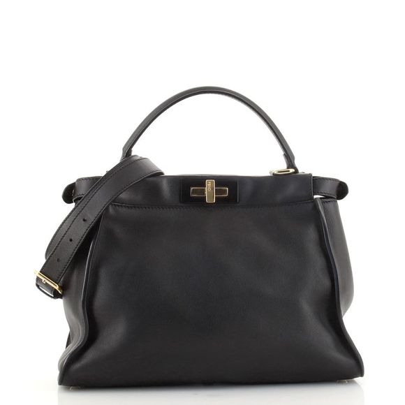 Fendi Handbags - Fendi Selleria Peekaboo Bag Rigid Leather Regular Black